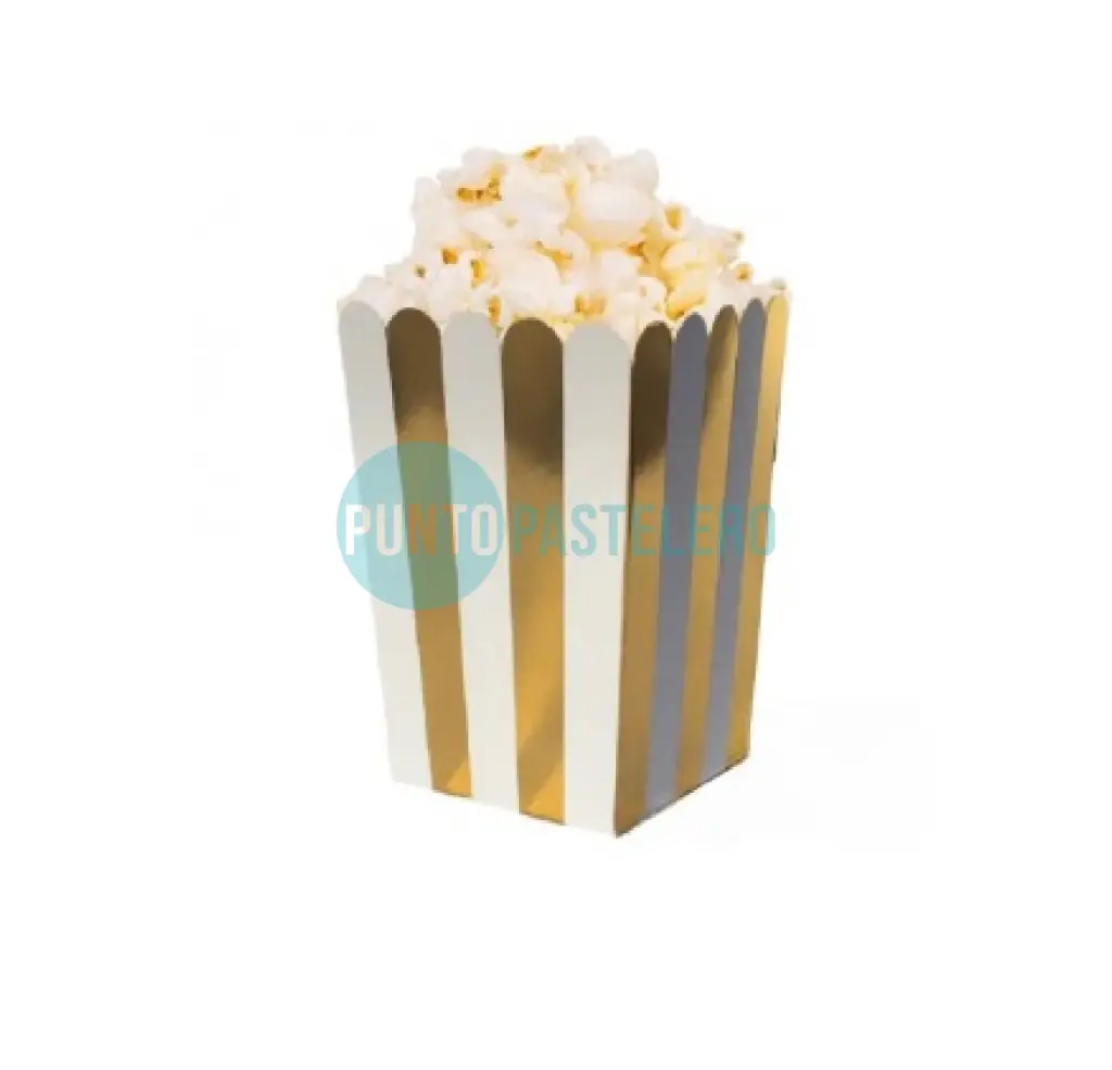 POCHOCLERAS BLANCO Y DORADO RAYAS (8 U.)