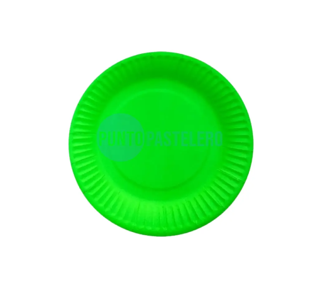 PLATO POLIPAPEL CARTON FLUO VERDE (8 U.)