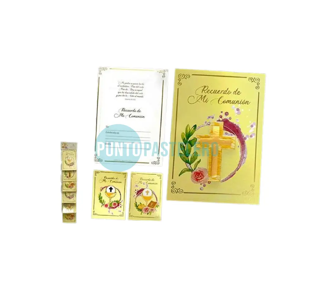 ESTAMPA COMUNION ACUARELA CALIZ/CRUZ ( X 10 U.)