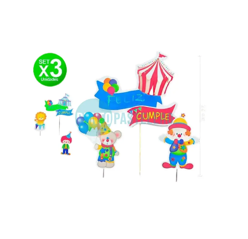 ADORNO SET FELIZ CUMPLE 3D CIRCO