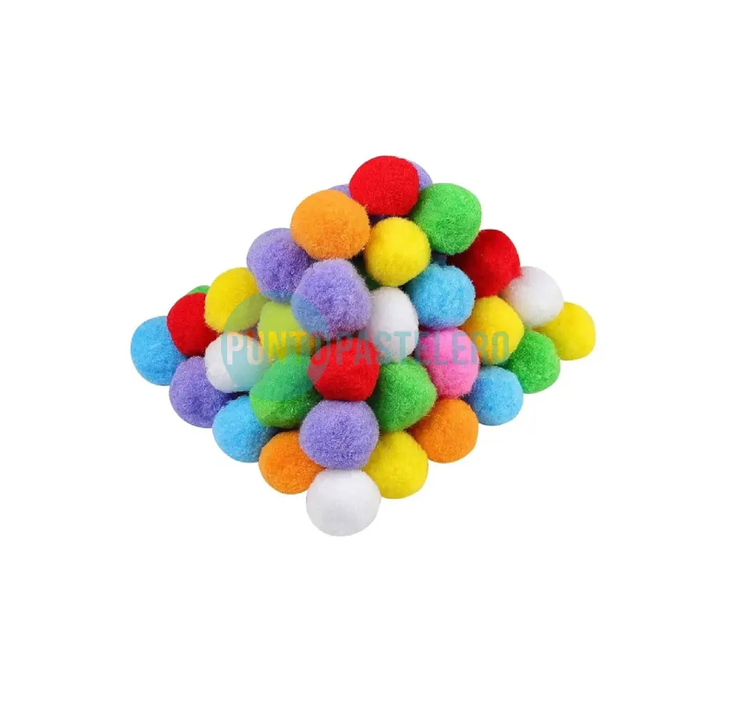 POMPONES DE FELPA MULTICOLOR 20 MM (X 50 U.)