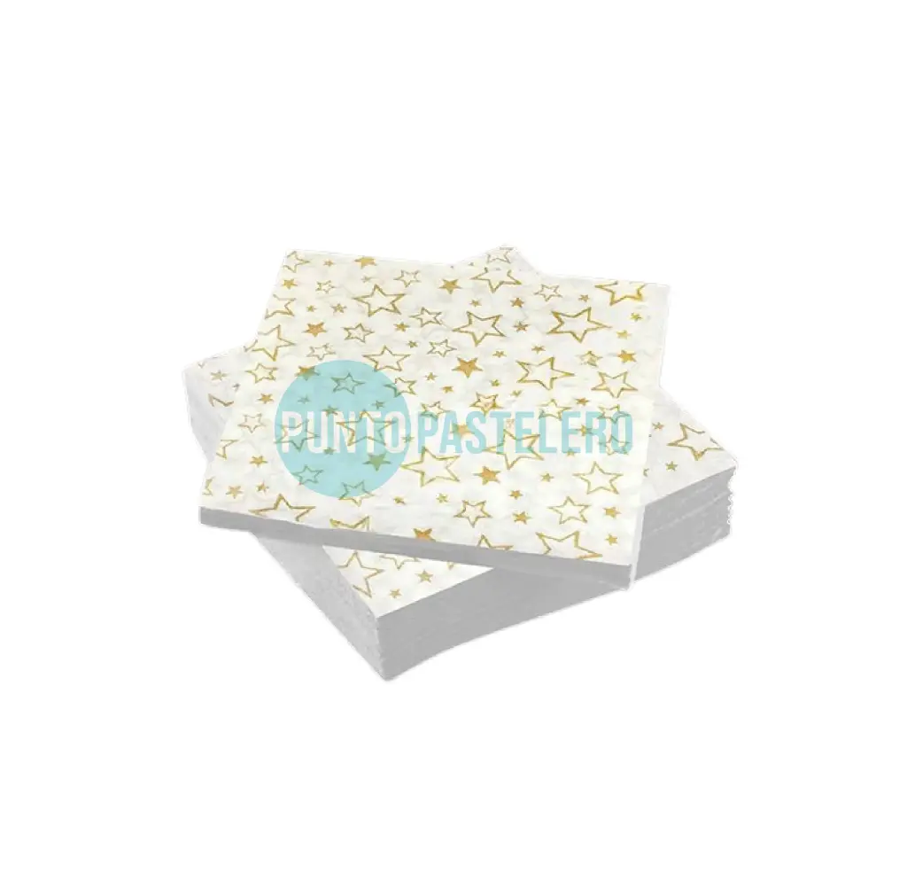 SERVILLETA TISSUE ESTRELLAS DORADAS NAPTRES 32X32 (X 20 U.)