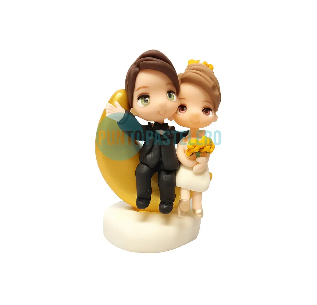 ADORNO PORCELANA FRIA PAREJA DE NOVIOS EN LUNA (FANTASY)