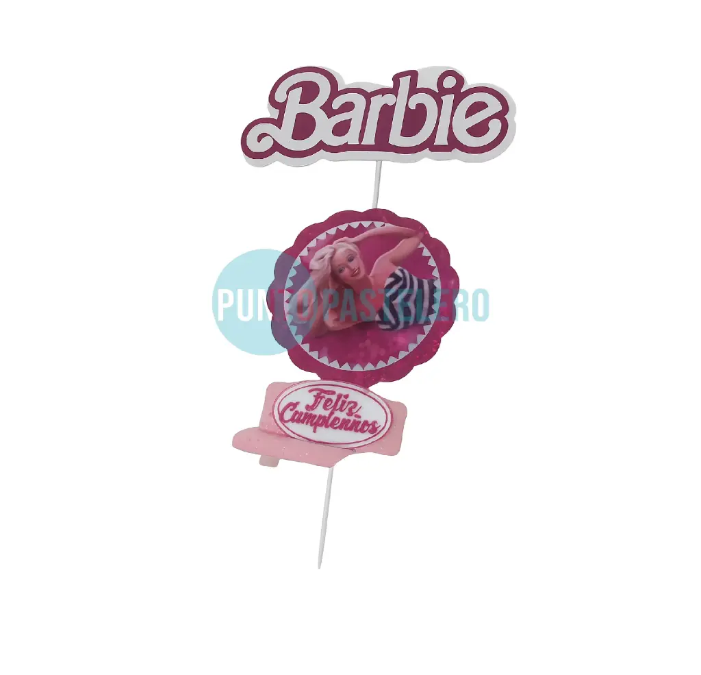 [000000050063] ADORNO TORTA BASE GIBREADA MUÑECA ROSA (BARBIE)