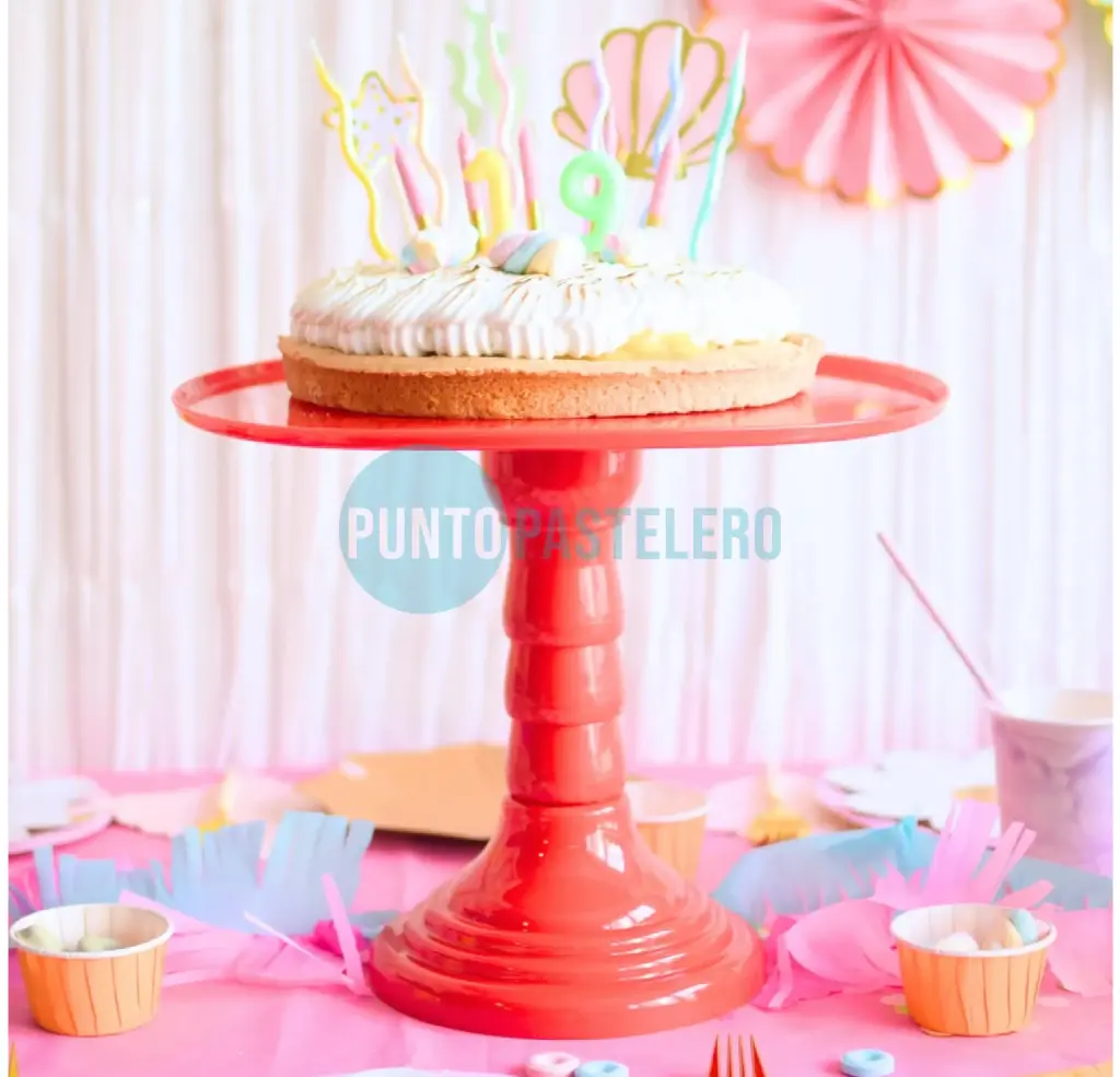 BANDEJA REDONDA CON PIE ROJA 2 PIEZAS 30 CM