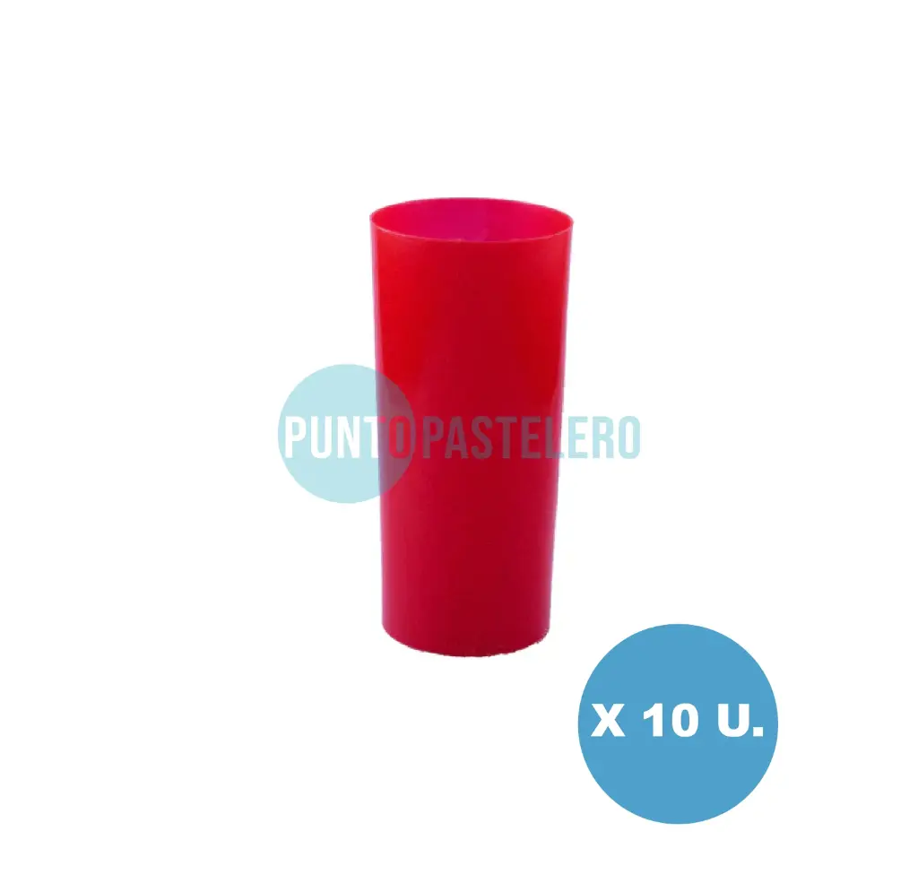 VASO TRAGO LARGO KOVALPLAST ROJO (X 10 U.)
