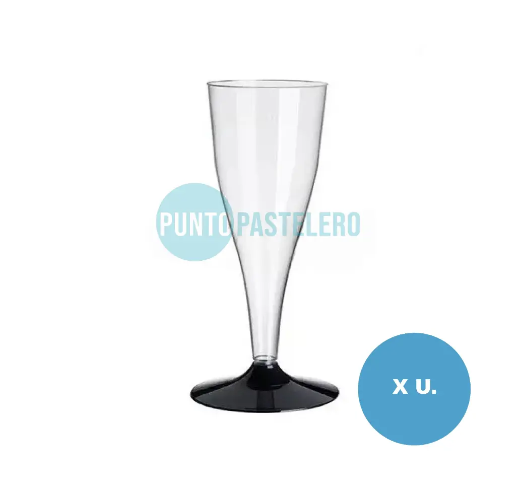 COPA CHAMPAGNE CON PIE NEGRO KOVALPLAST (X 10 U.)