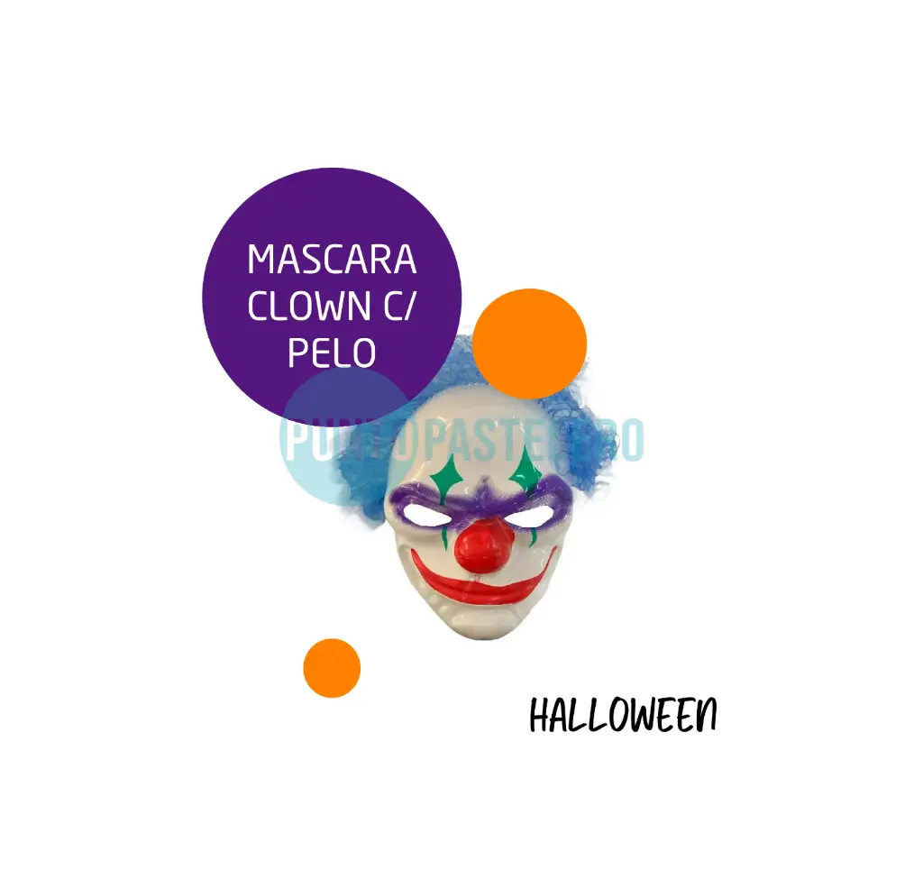 [2371876133375X1] CARETA PLASTICO CLOWN PAYASO CON PELO