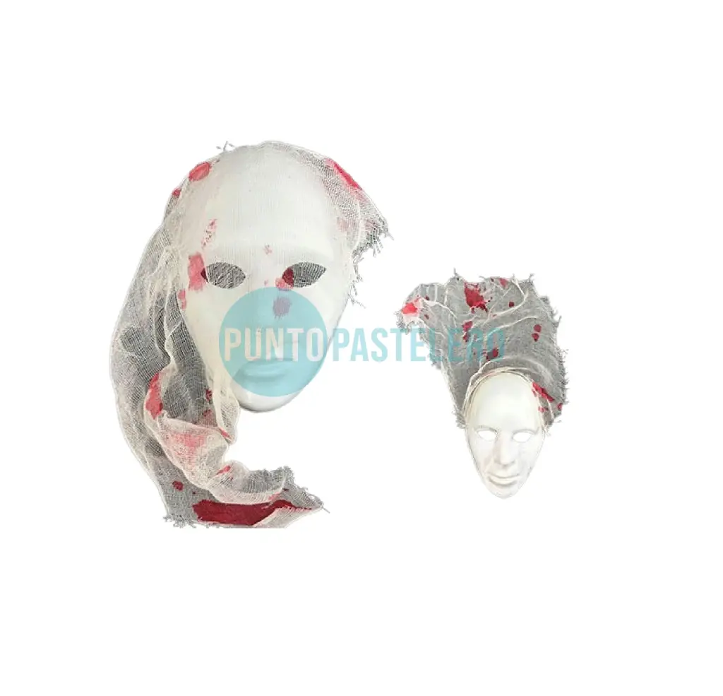 [237187633538X1] CARETA PLASTICO CON VELO Y SANGRE BLANCA