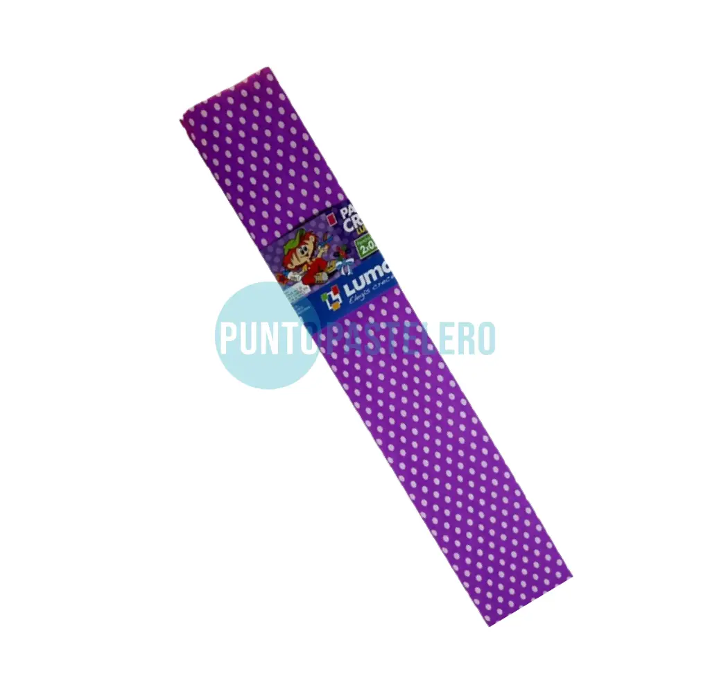 PAPEL CREPE LILA CON LUNARES LUMA