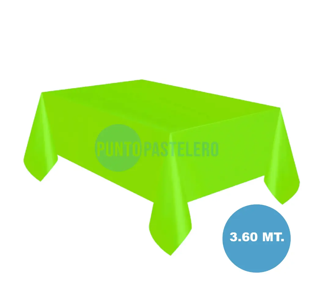 MANTEL PLASTICO RECTANGULAR EXTRA LARGO VERDE MANZANA (1.20 X 3.60 MT)