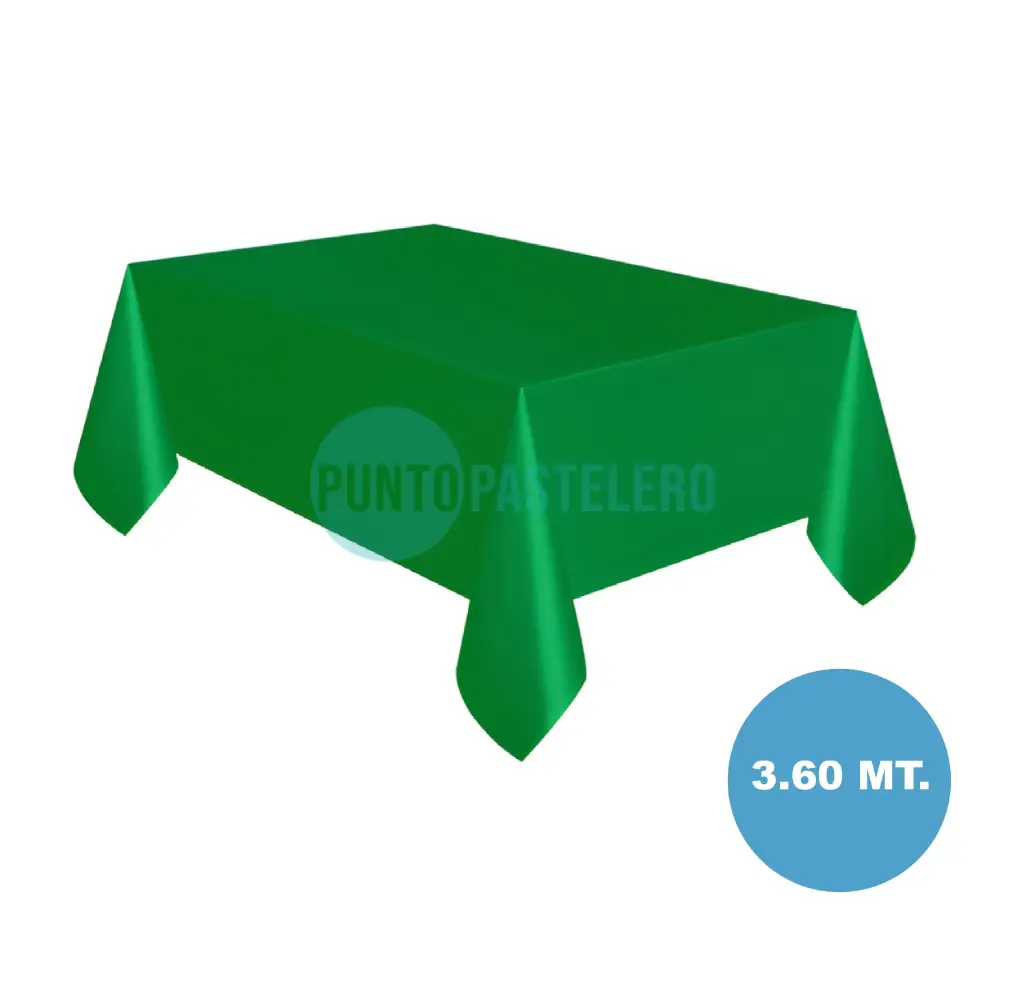 [000000018259X1] MANTEL PLASTICO RECTANGULAR EXTRA LARGO VERDE OSCURO (1.20 X 3.60 MT)