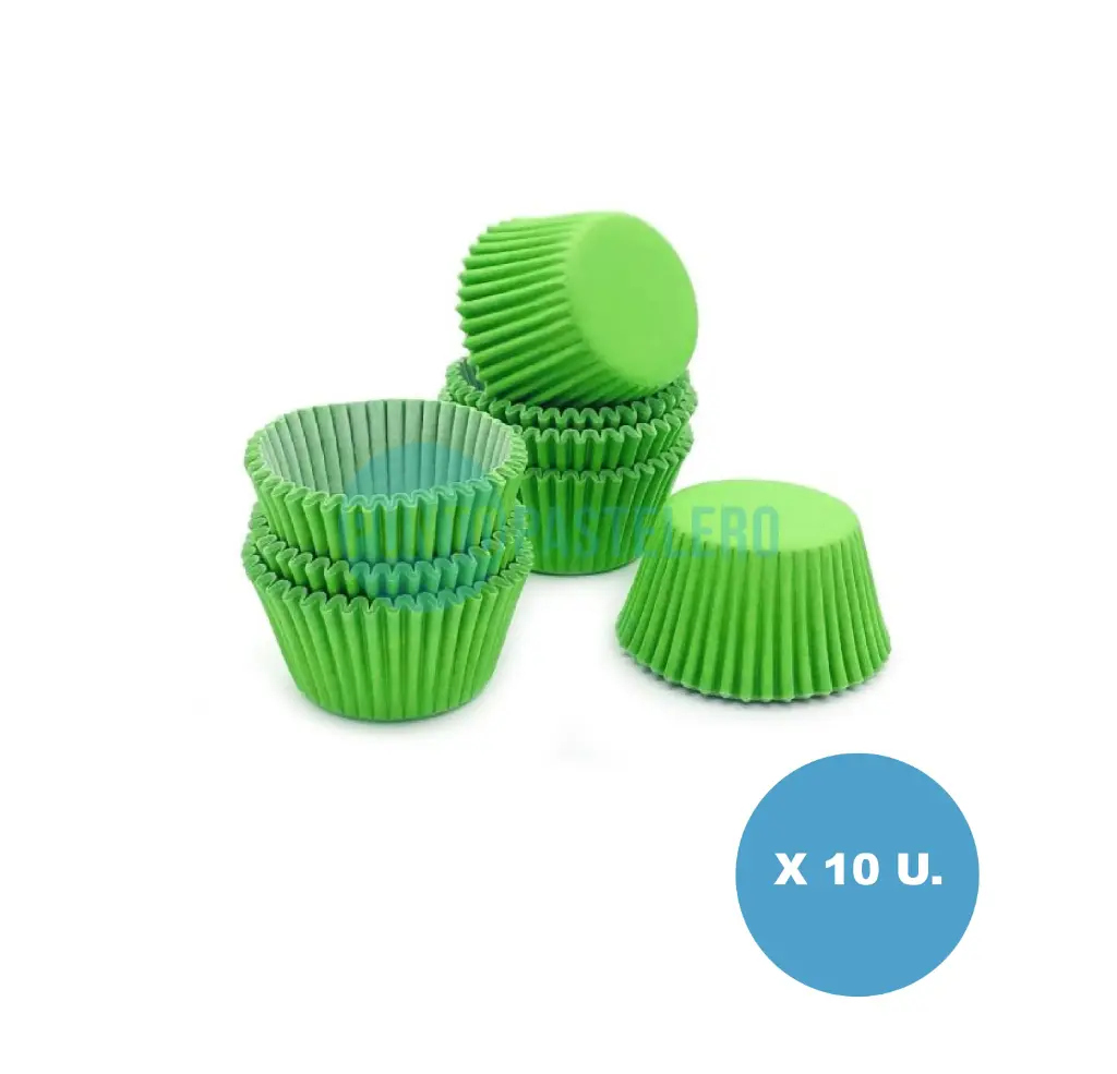 PIROTIN PARA CUPCAKE N°8 VERDE MANZANA (X 10 U.)
