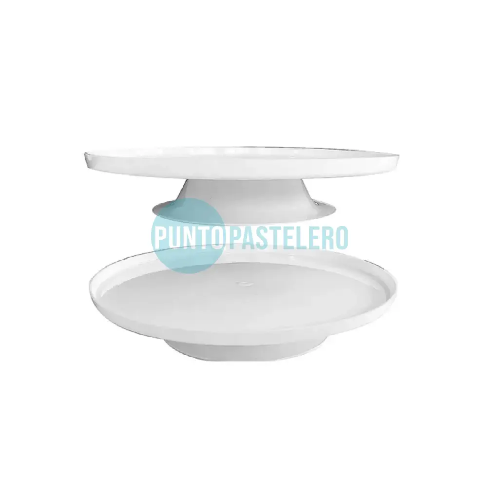 BANDEJA CON PIE REDONDA PLASTICA BLANCA (26 CM)