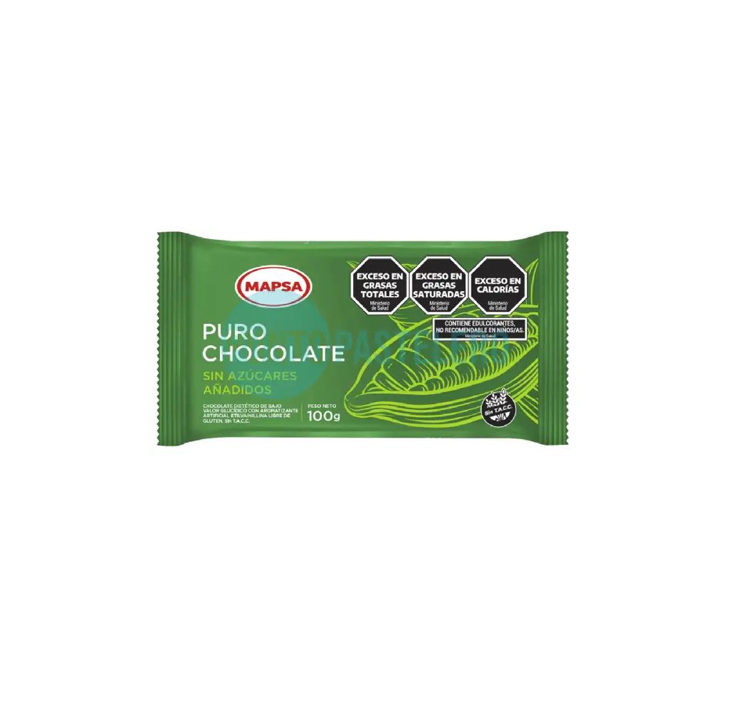 CHOCOLATE PURO SIN AZUCAR MAPSA TABLETA (X 100 GR.)