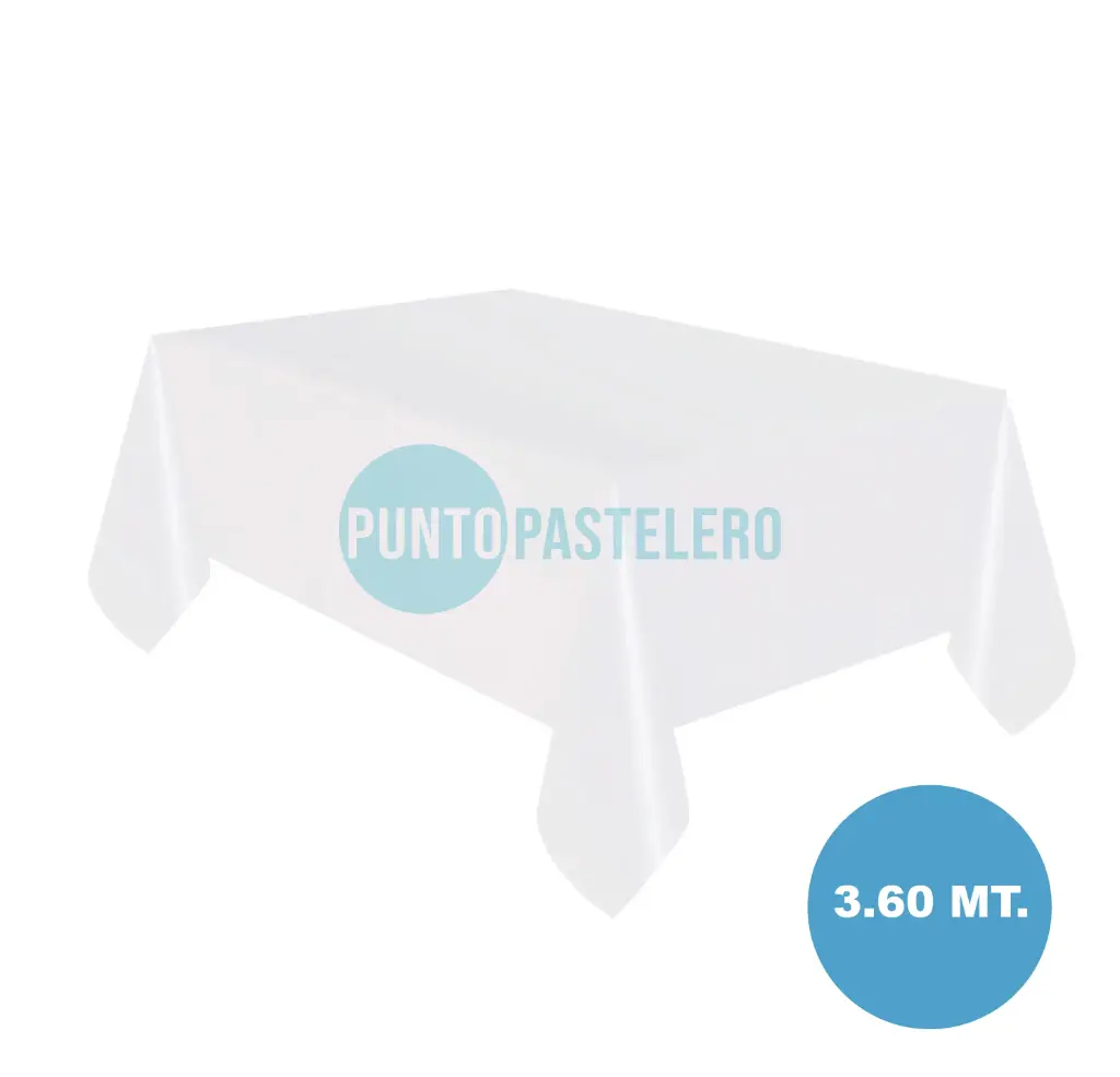 [182521] MANTEL PLASTICO RECTANGULAR EXTRA LARGO BLANCO (1.20 X 3.60 MT)