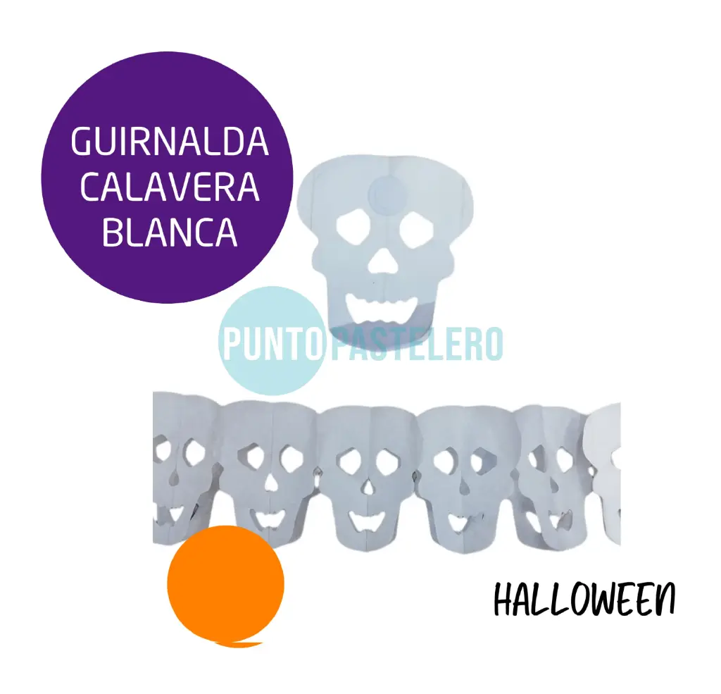 GUIRNALDA HALLOWEEN TIRA CALAVERA GRANDE BLANCA (3 U.)