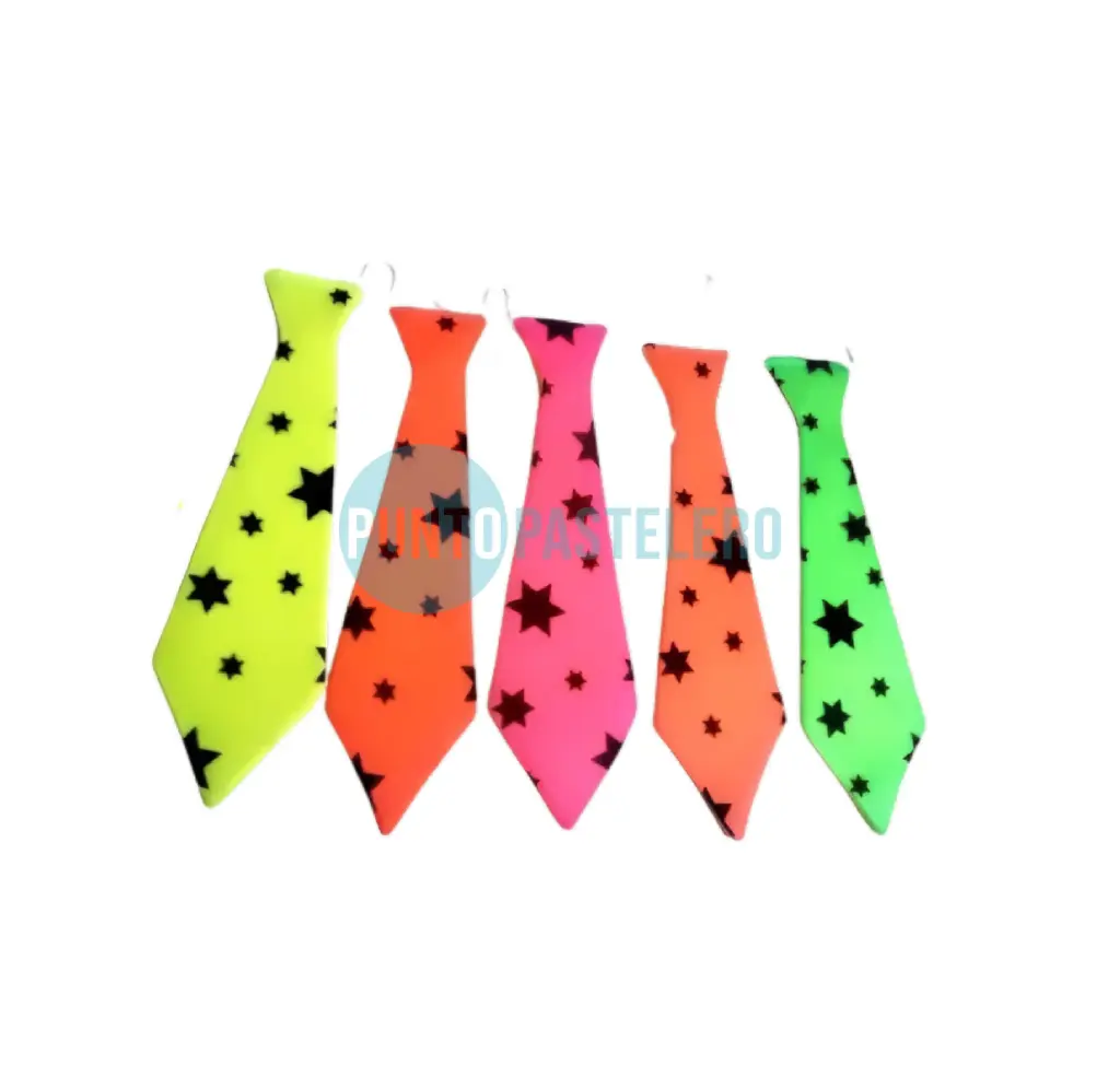 CORBATA TELA IMPRESA CON ESTRELLA FLUO