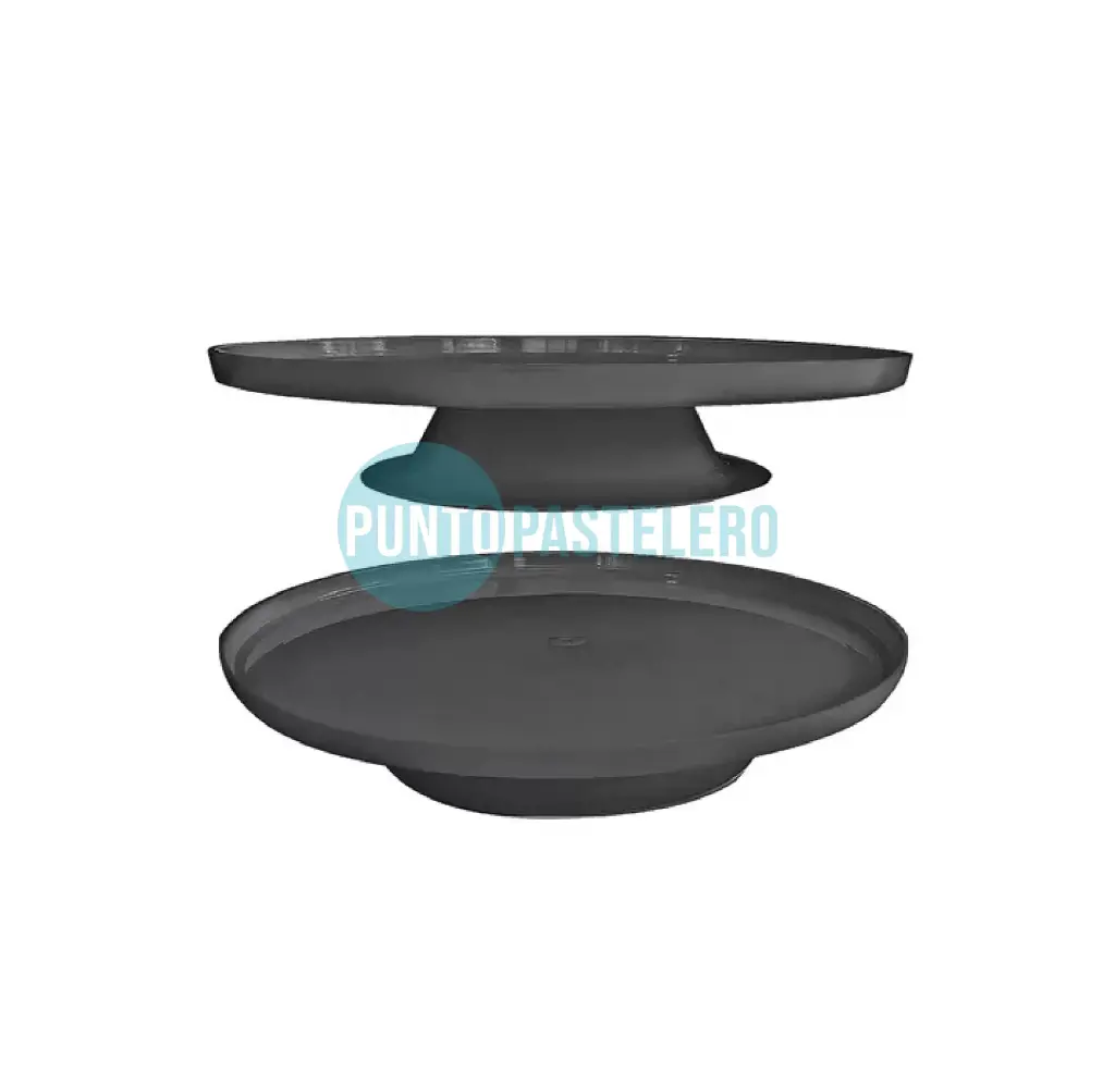 BANDEJA CON PIE REDONDA PLASTICA NEGRA 26 CM