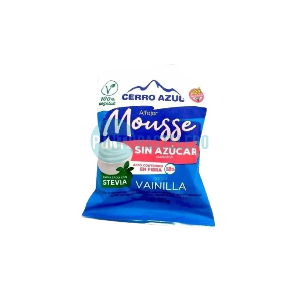 ALFAJOR MOUSSE VAINILLA CERRO AZUL (X 55 GR.) (SIN TACC) (SIN AZUCAR)