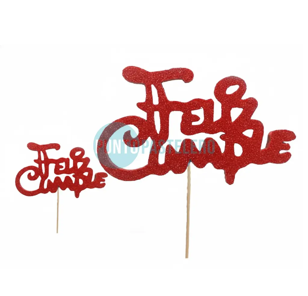 [476291] PINCHE GOMA EVA CON BRILLO FELIZ CUMPLE ROJO