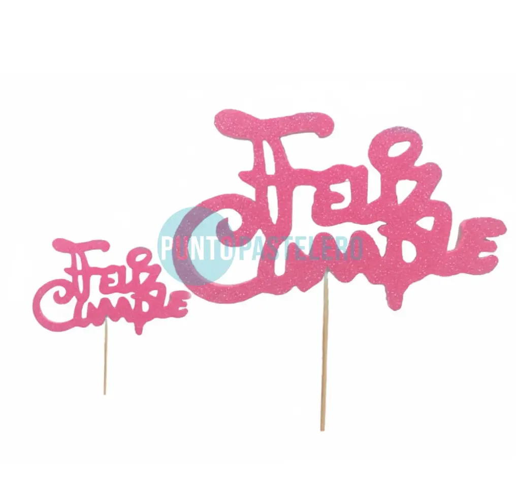 PINCHE GOMA EVA CON BRILLO FELIZ CUMPLE ROSA