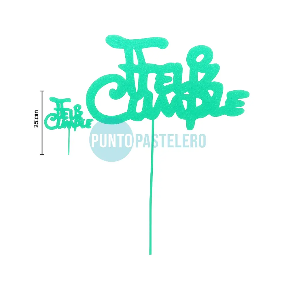 PINCHE GOMA EVA CON BRILLO FELIZ CUMPLE VERDE AGUA