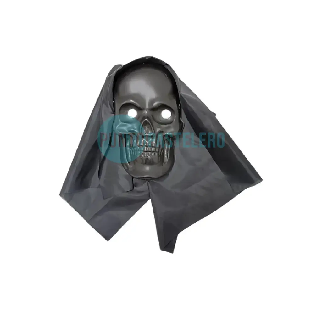 [2371876533212X1] CARETA PLASTICO CON TELA CALAVERA TOTAL BLACK