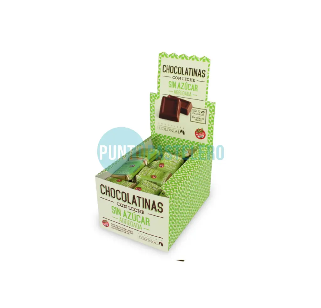 CHOCOLATINAS CON LECHE COLONIAL CON STEVIA (X 5 GR.) (SIN AZUCAR)
