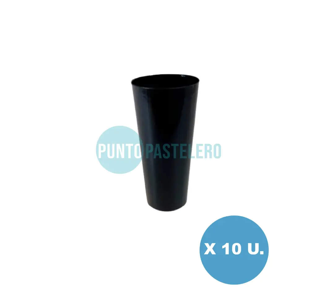 VASO TRAGO LARGO KOVALPLAST NEGRO (X 10 U.)