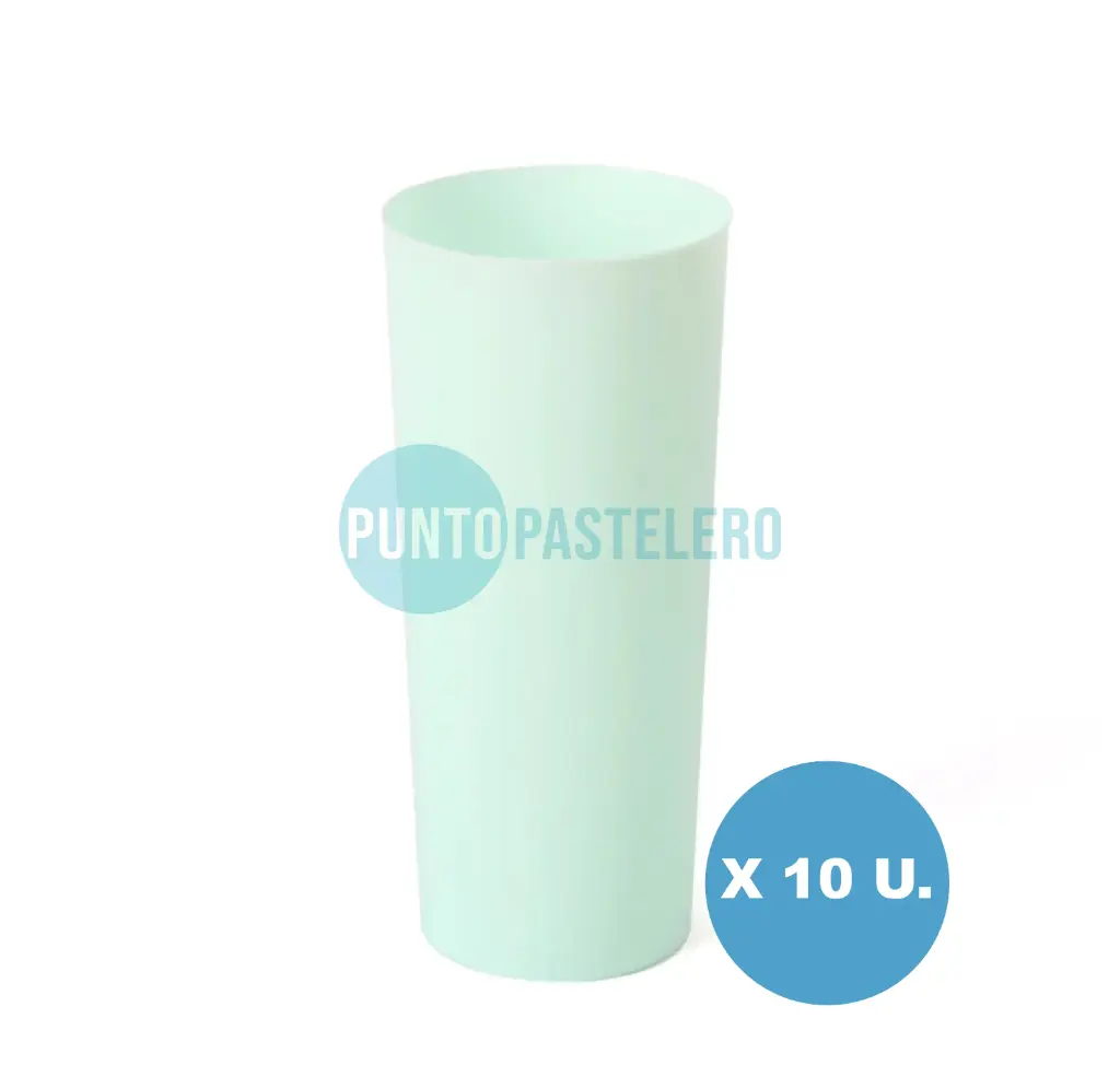 VASO TRAGO LARGO KOVALPLAST VERDE PASTEL (X 10 U.)