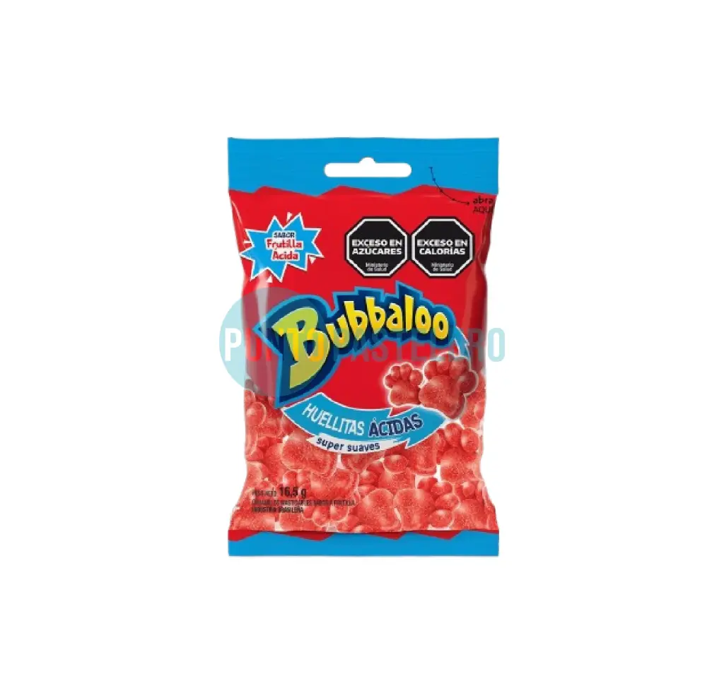 [7622202217296] GOMITAS BUBBALOO HUELLITAS FRUTILLA ACIDA (X 16.5 GR.)