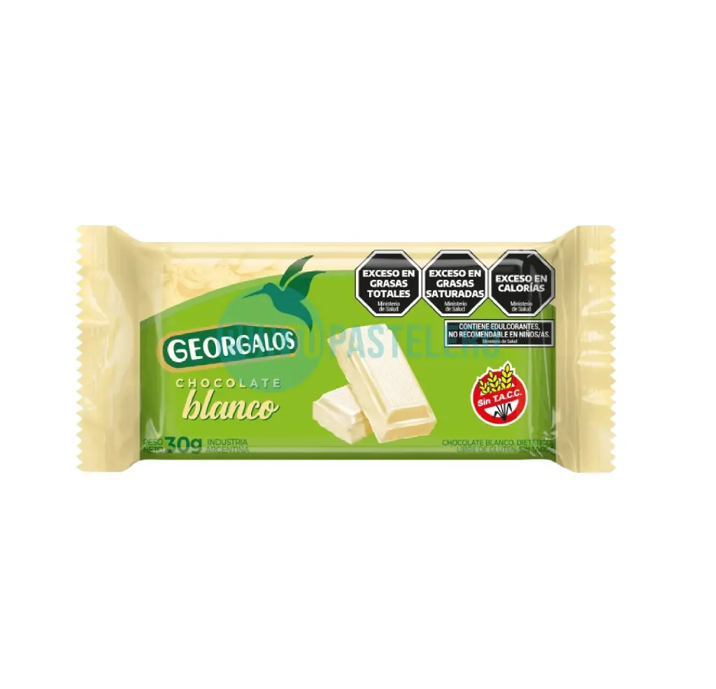 [7790380024248] CHOCOLATE GEORGALOS SIN AZUCAR BLANCO (30 GR.)