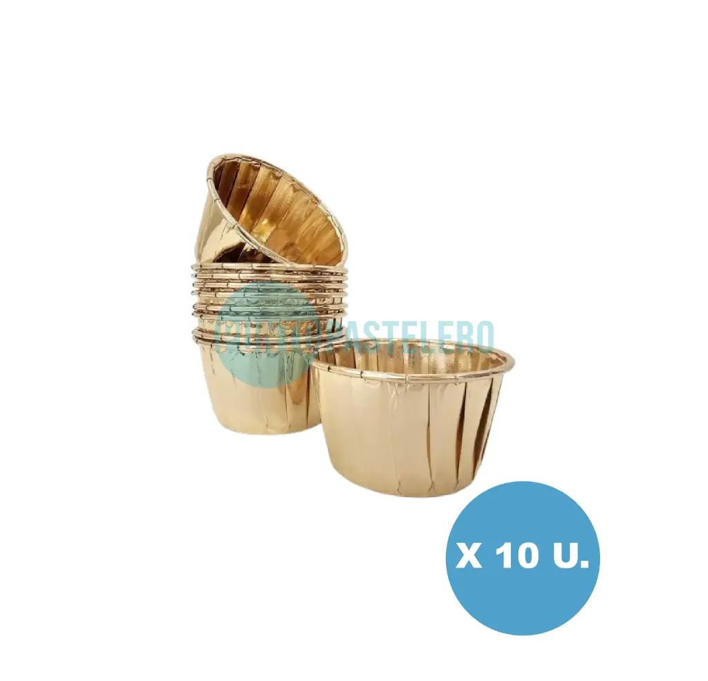 PIROTIN PARA CUPCAKE N°10 METALIZADO DORADO (X 10 U.)