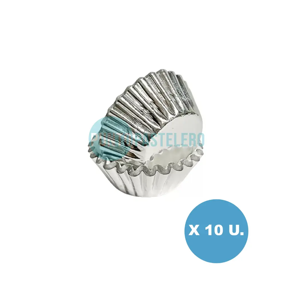 PIROTIN PARA CUPCAKE N°10 METALIZADO PLATEADO (X 10 U.)