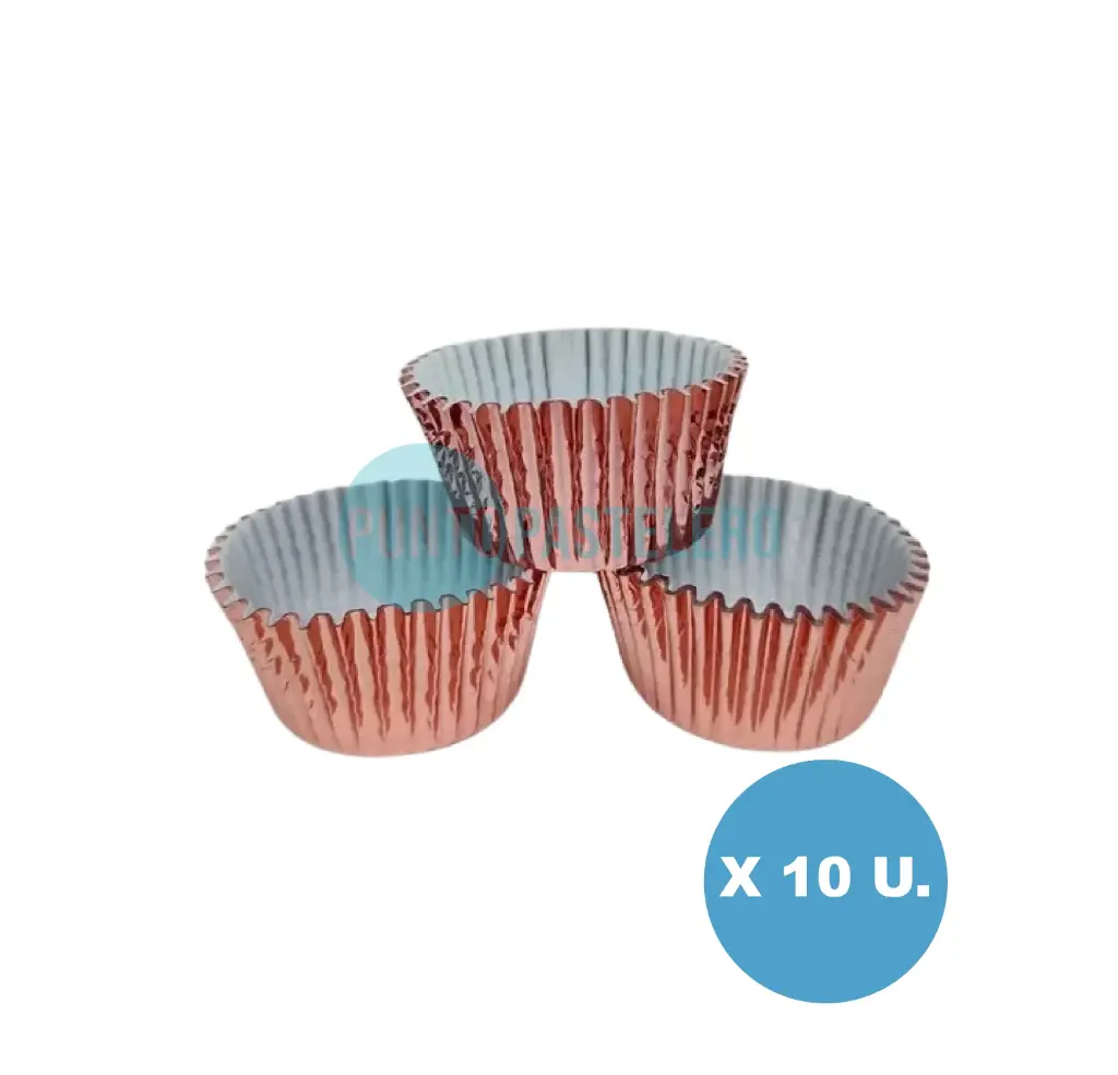 PIROTIN PARA CUPCAKE N°10 METALIZADO ROSA GOLD (X 10 U.)