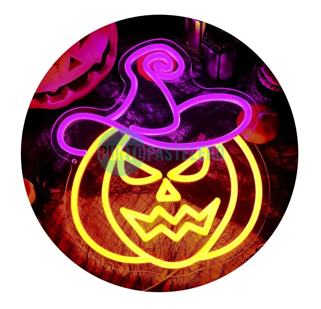 CARTEL COLGANTE NEON CALABAZA (35X40 CM)