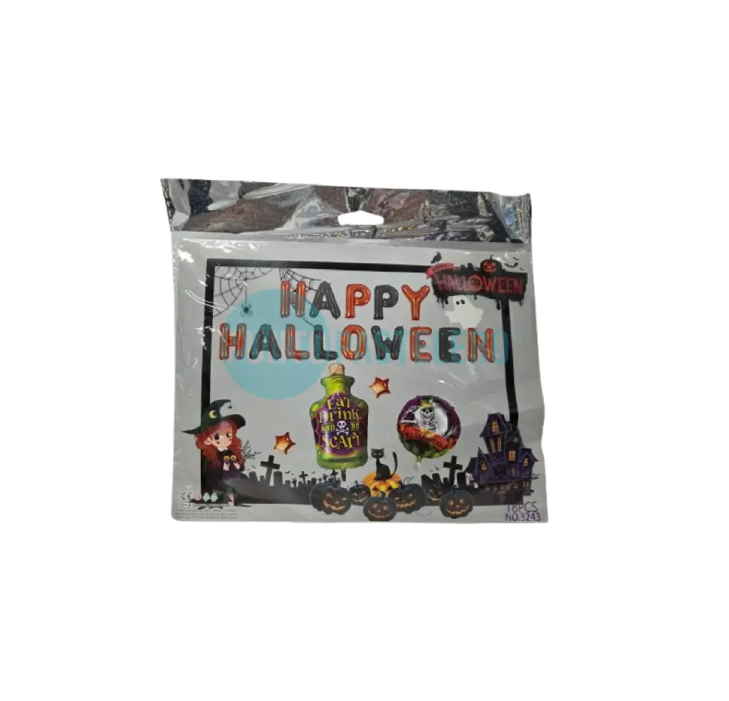 SET DE GLOBOS HAPPY HALLOWEEN (18 PIEZAS)