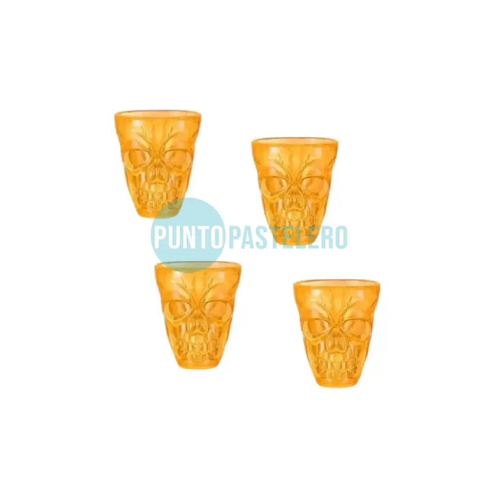 [6902544325455] VASOS SHOT CALAVERA (X 4 U.) (NARANJA)