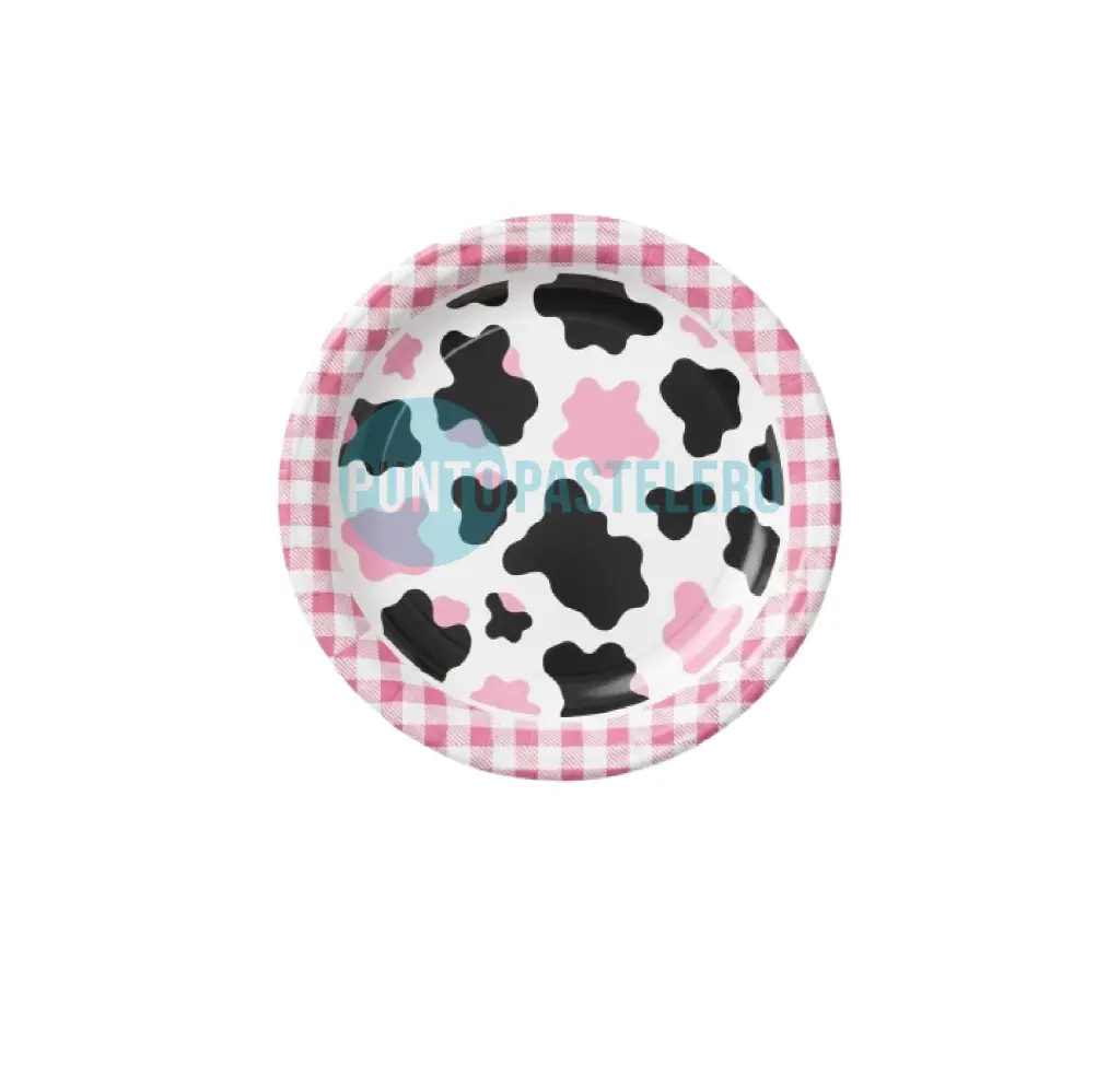 PLATO POLIPAPEL "VAQUITA" NEGRO Y ROSA (10 U.)