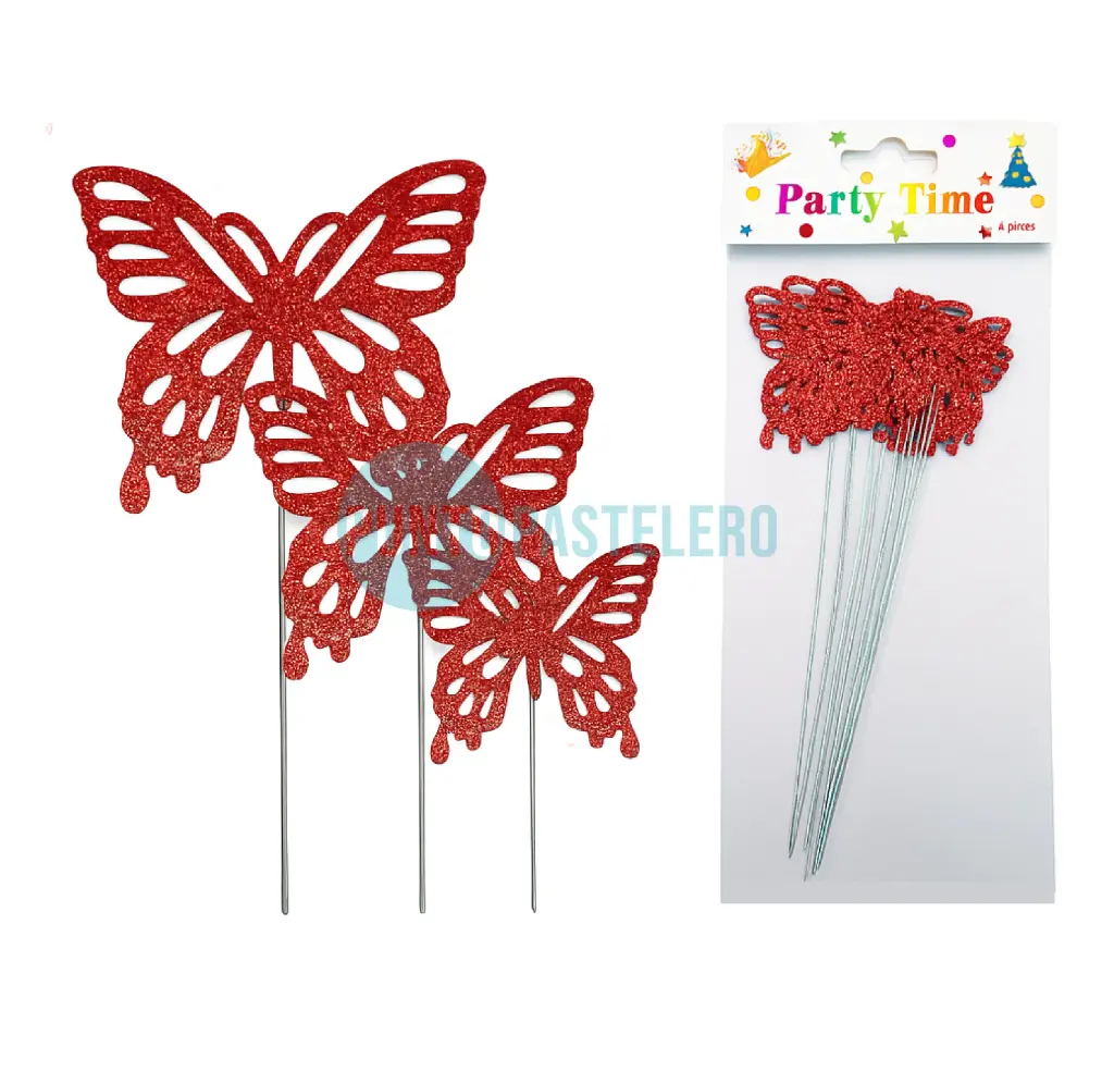 CAKE TOPPER MARIPOSA GIBREADA (10 U.) (COLORES VARIOS)