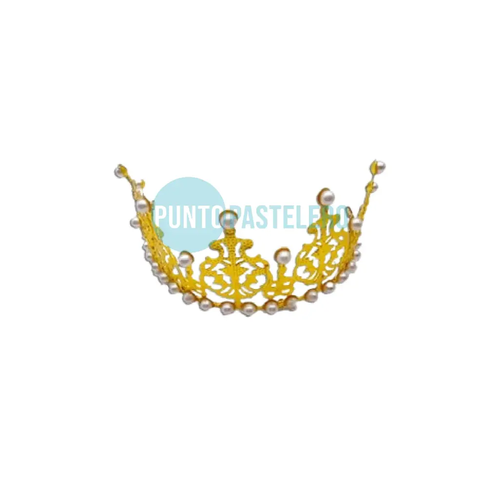 CORONA TIARA METAL DORADA CON PERLAS