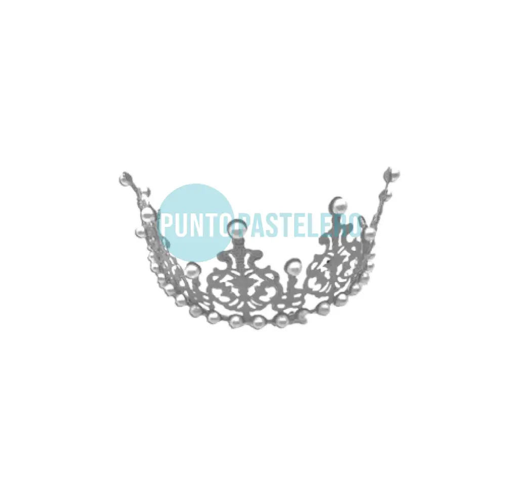 CORONA TIARA METAL PLATEADA CON PERLAS