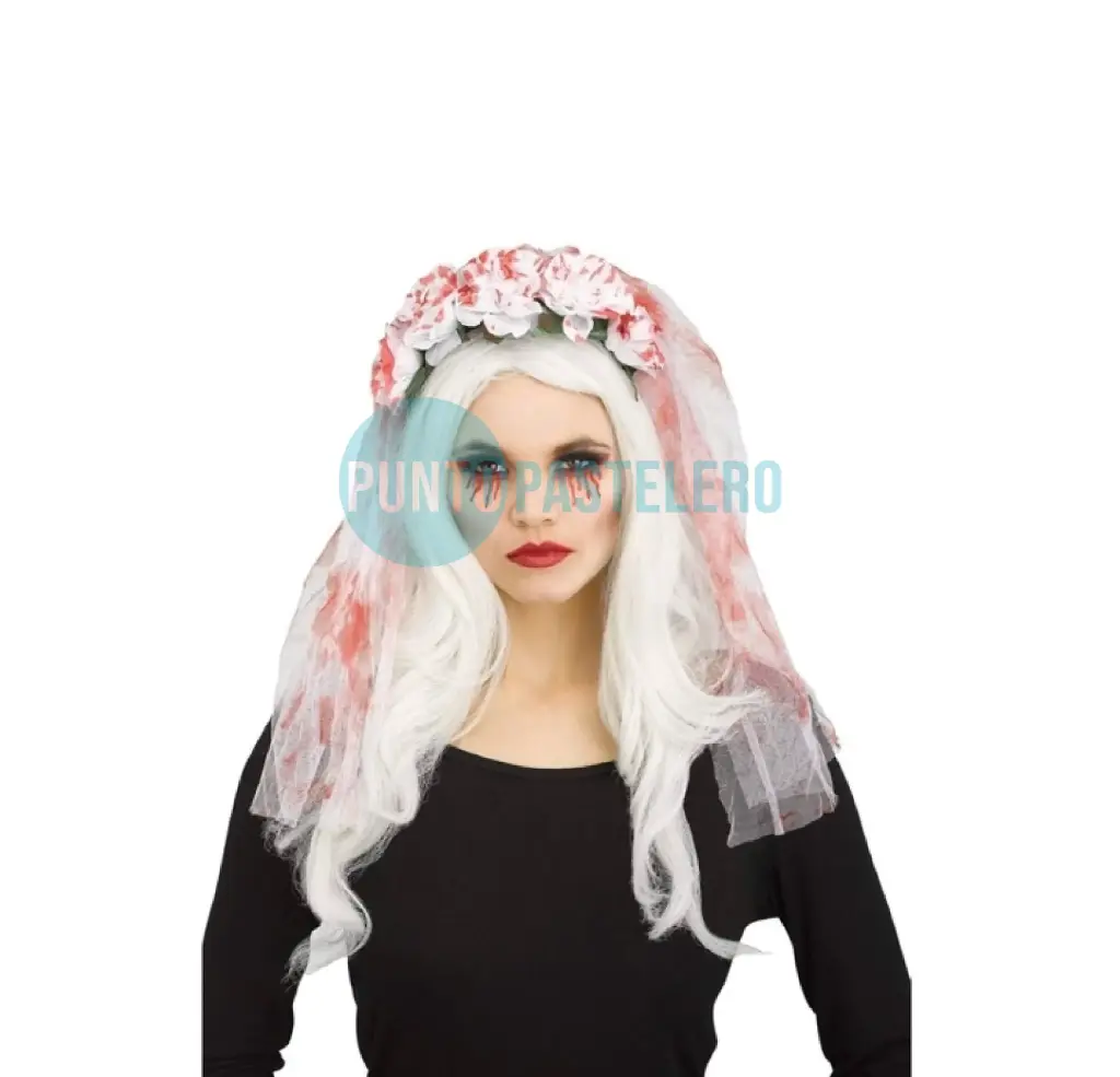 [6902025056502] VINCHA CORONA CON TUL SANGRIENTA