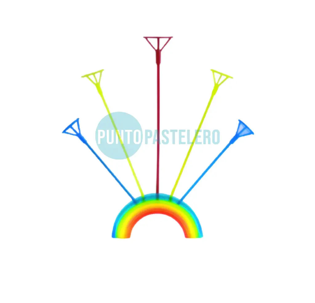 [6902025153508] SOPORTE DE GLOBOS CON LUZ BASE ARCO IRIS (5 U.)