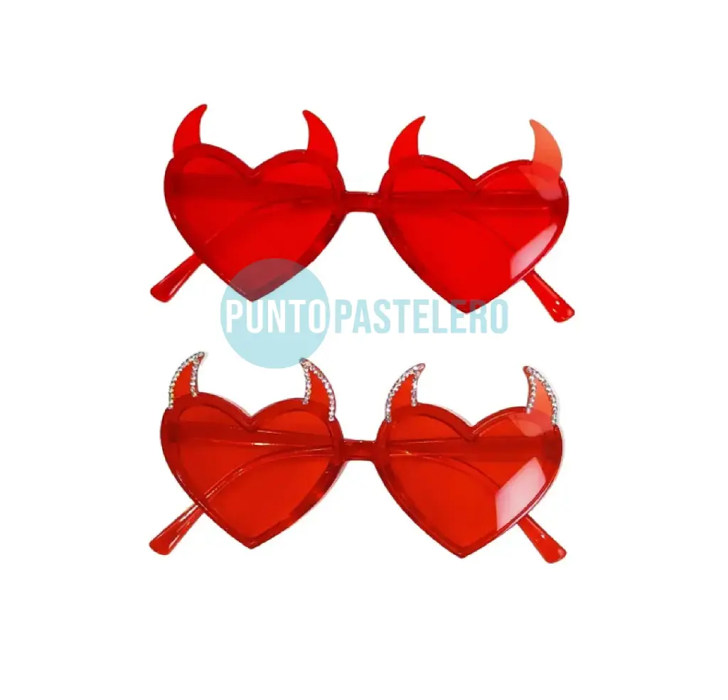 [6902025050609] ANTEOJOS ACRILICOS CORAZON DIABLO ROJO CON STRASS
