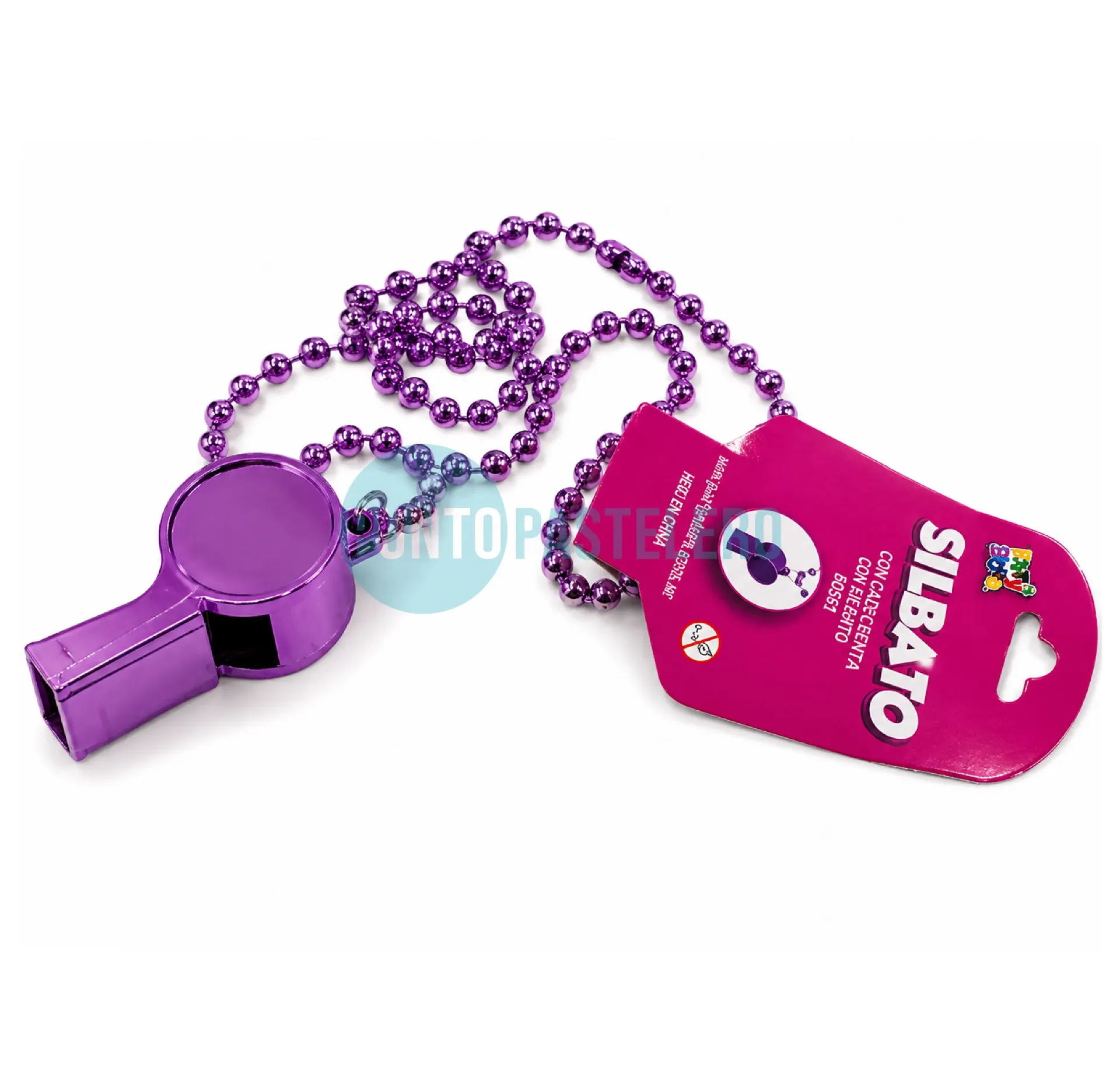[7798322359762] COLLAR METALIZADO VIOLETA CON SILBATO