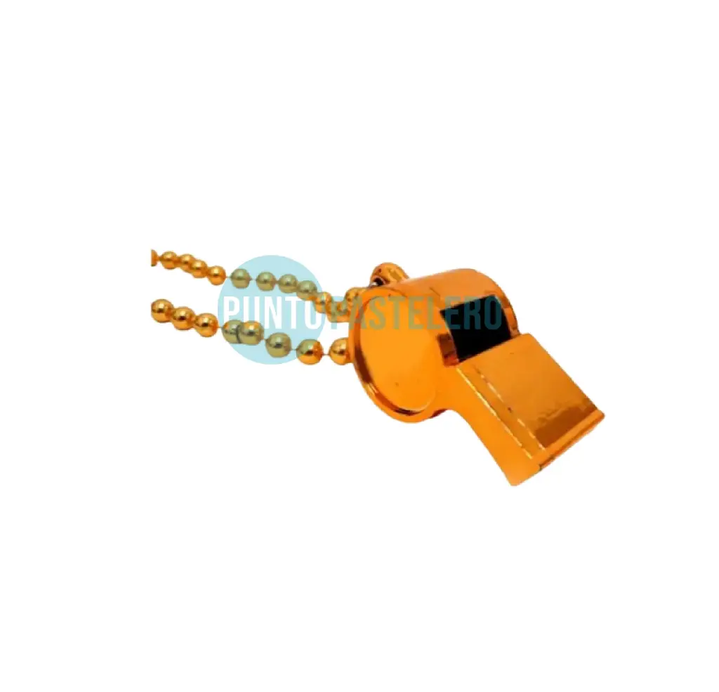 [7798322359717] COLLAR METALIZADO NARANJA CON SILBATO