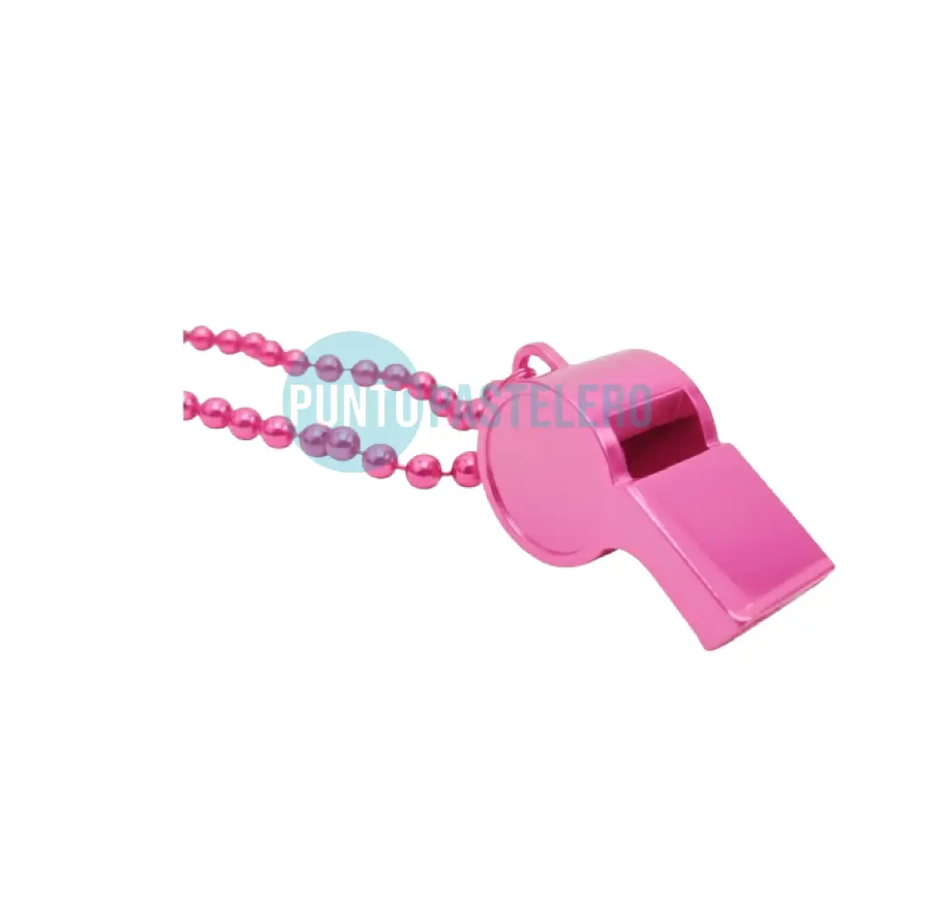 [7798322359748] COLLAR METALIZADO ROSA CON SILBATO