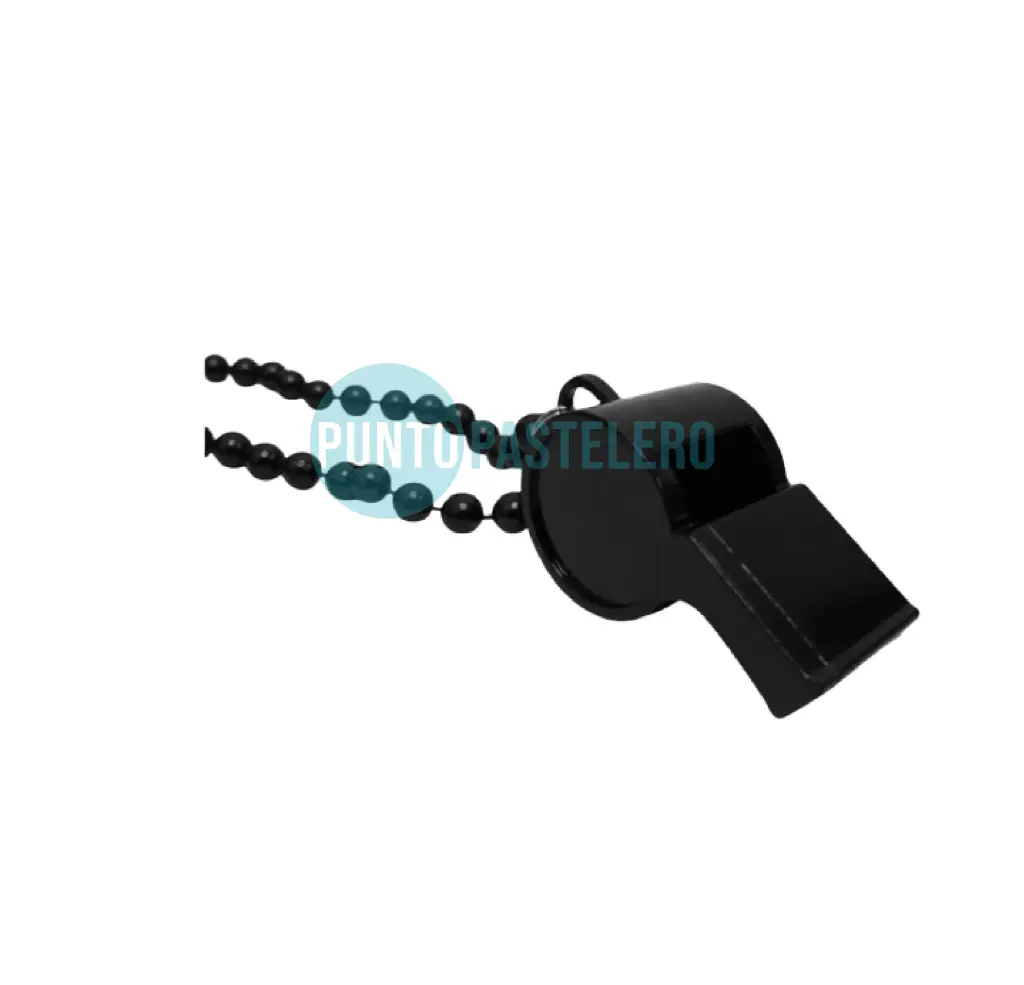 [7798322359724] COLLAR METALIZADO NEGRO CON SILBATO
